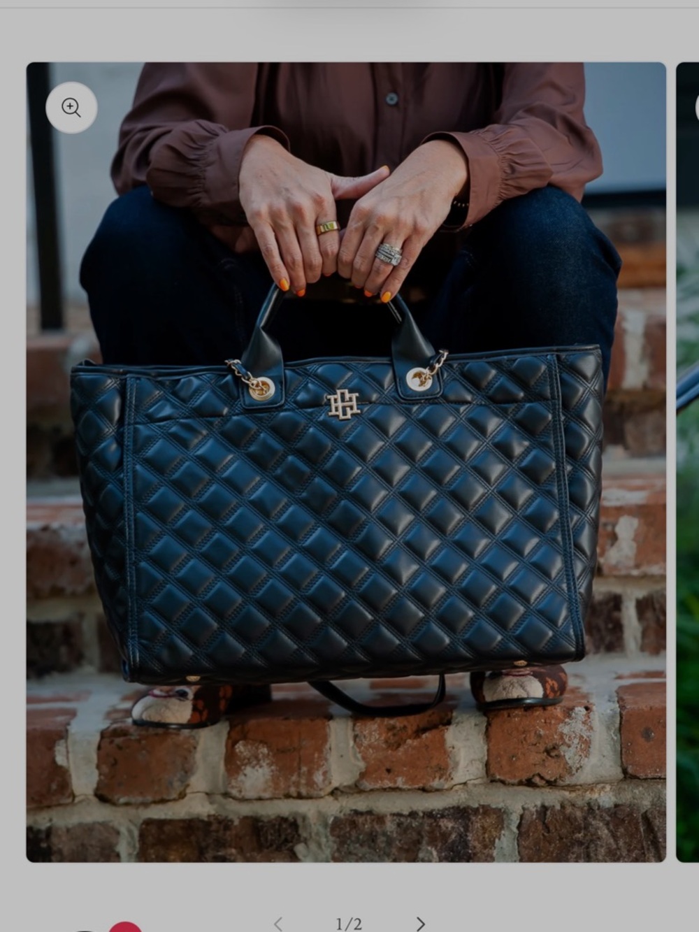 Melissa Quilted Laptop Tote - Black - Picture 2 of 3
